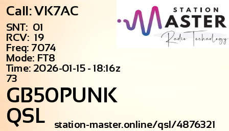 QSL Card for GB50PUNK QSO with VK7AC