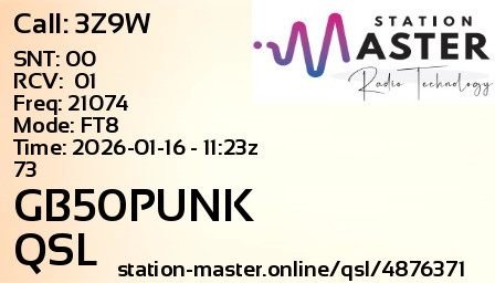 QSL Card for GB50PUNK QSO with 3Z9W