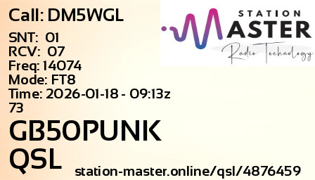 QSL Card for GB50PUNK QSO with DM5WGL