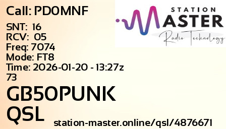 QSL Card for GB50PUNK QSO with PD0MNF