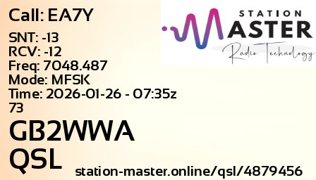 QSL Card for GB2WWA QSO with EA7Y