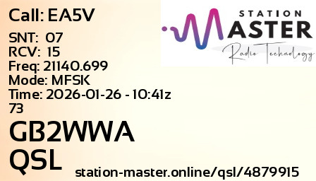 QSL Card for GB2WWA QSO with EA5V