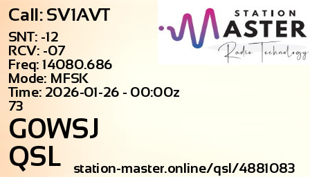 QSL Card for G0WSJ QSO with SV1AVT