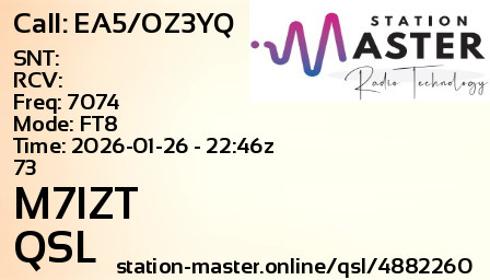 QSL Card for M7IZT QSO with EA5/OZ3YQ