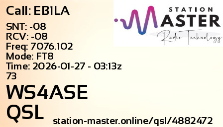 QSL Card for WS4ASE QSO with EB1LA