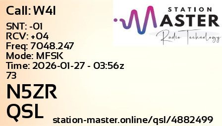 QSL Card for N5ZR QSO with W4I