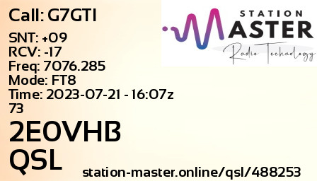 QSL Card for 2E0VHB QSO with G7GTI