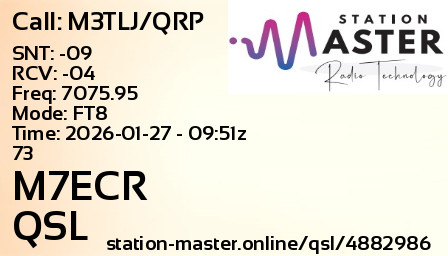 QSL Card for M7ECR QSO with M3TLJ/QRP