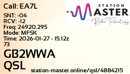 QSL Card for GB2WWA QSO with EA7L
