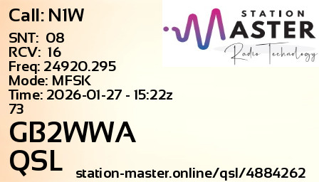 QSL Card for GB2WWA QSO with N1W