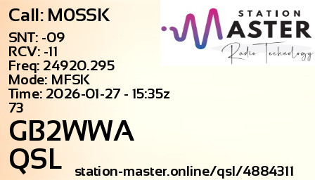 QSL Card for GB2WWA QSO with M0SSK