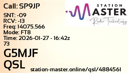 QSL Card for G5MJF QSO with SP9JP