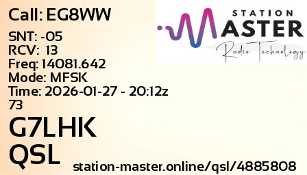 QSL Card for G7LHK QSO with EG8WW
