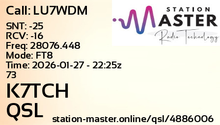 QSL Card for K7TCH QSO with LU7WDM