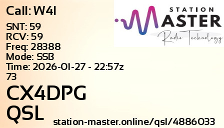 QSL Card for CX4DPG QSO with W4I