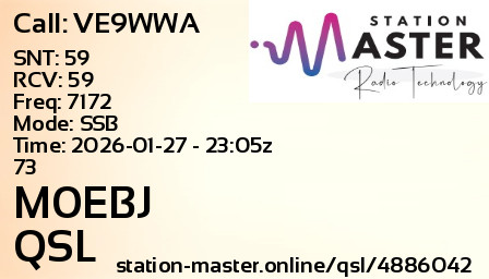 QSL Card for M0EBJ QSO with VE9WWA
