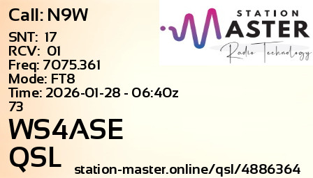 QSL Card for WS4ASE QSO with N9W