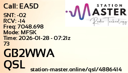 QSL Card for GB2WWA QSO with EA5D