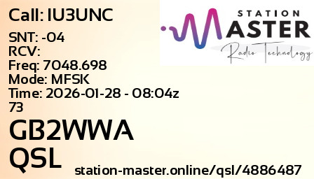 QSL Card for GB2WWA QSO with IU3UNC