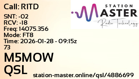QSL Card for M5MOW QSO with R1TD
