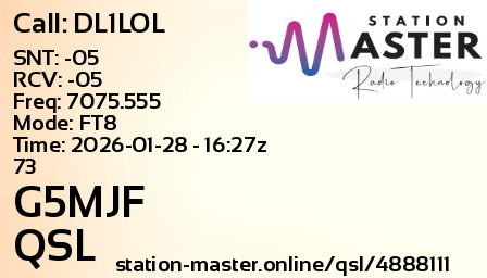 QSL Card for G5MJF QSO with DL1LOL