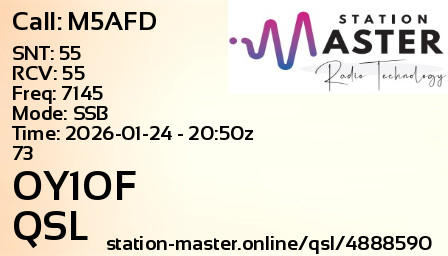 QSL Card for OY1OF QSO with M5AFD