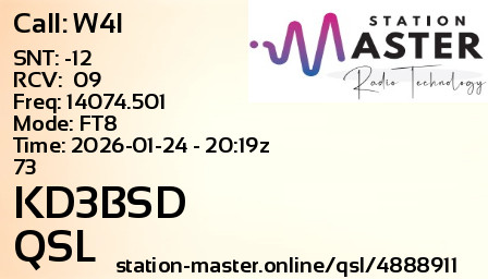 QSL Card for KD3BSD QSO with W4I
