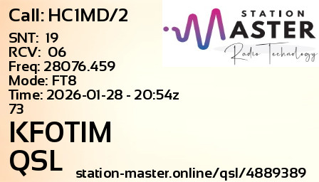QSL Card for KF0TIM QSO with HC1MD/2