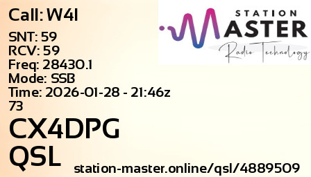 QSL Card for CX4DPG QSO with W4I