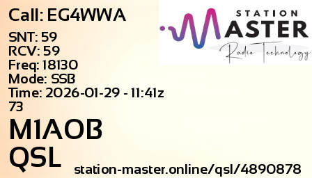 QSL Card for M1AOB QSO with EG4WWA