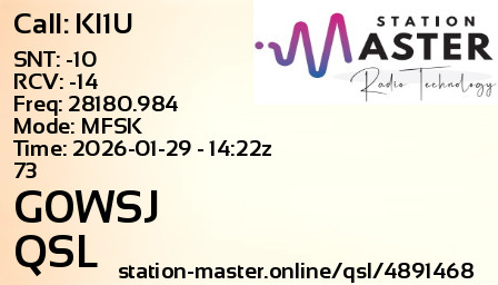 QSL Card for G0WSJ QSO with KI1U