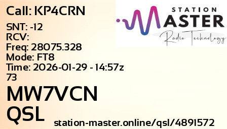 QSL Card for MW7VCN QSO with KP4CRN