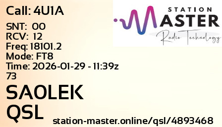 QSL Card for SA0LEK QSO with 4U1A