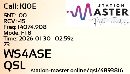 QSL Card for WS4ASE QSO with KI0E