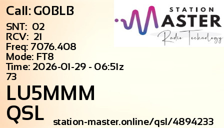 QSL Card for LU5MMM QSO with G0BLB