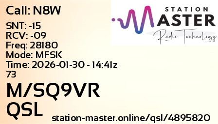 QSL Card for M/SQ9VR QSO with N8W