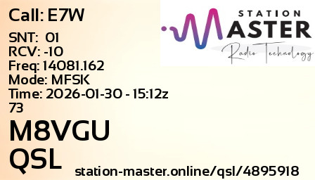 QSL Card for M8VGU QSO with E7W
