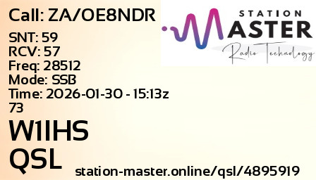 QSL Card for W1IHS QSO with ZA/OE8NDR