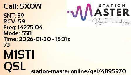 QSL Card for M1STI QSO with SX0W
