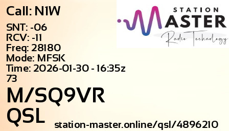 QSL Card for M/SQ9VR QSO with N1W