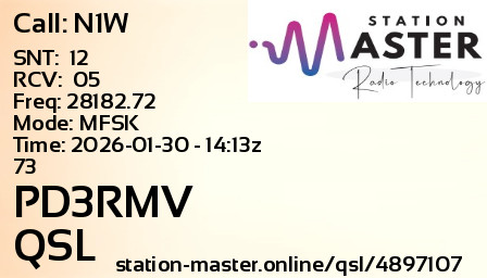 QSL Card for PD3RMV QSO with N1W