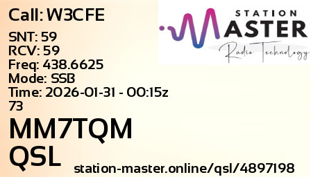 QSL Card for MM7TQM QSO with W3CFE