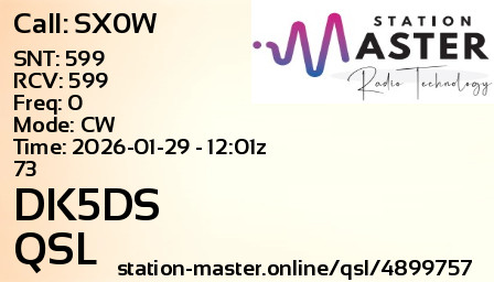 QSL Card for DK5DS QSO with SX0W