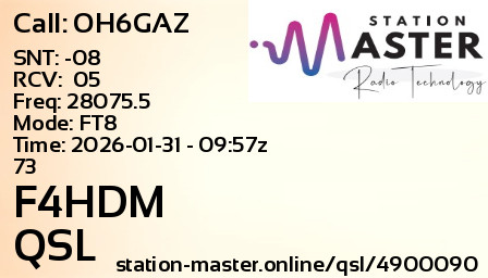 QSL Card for F4HDM QSO with OH6GAZ