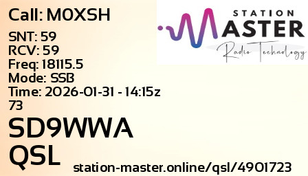QSL Card for SD9WWA QSO with M0XSH