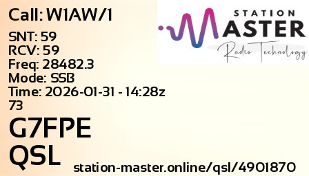 QSL Card for G7FPE QSO with W1AW/1