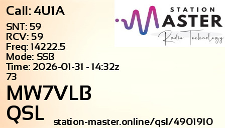 QSL Card for MW7VLB QSO with 4U1A