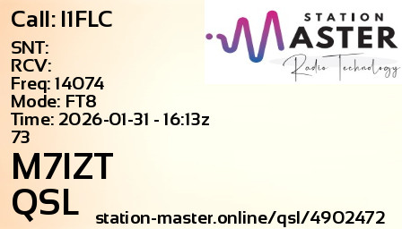 QSL Card for M7IZT QSO with I1FLC