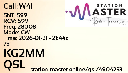 QSL Card for KG2MM QSO with W4I