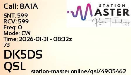 QSL Card for DK5DS QSO with 8A1A